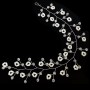 Accesoriu modern pentru decor par WED45GG Argintiu cu cristale si perle de 35cm 